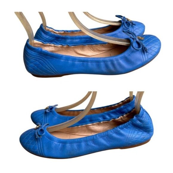 L K Bennett London Royal Blue Nappa Leather Sissy Ballet Flats 38 5 US 8 5 - Picture 6 of 15